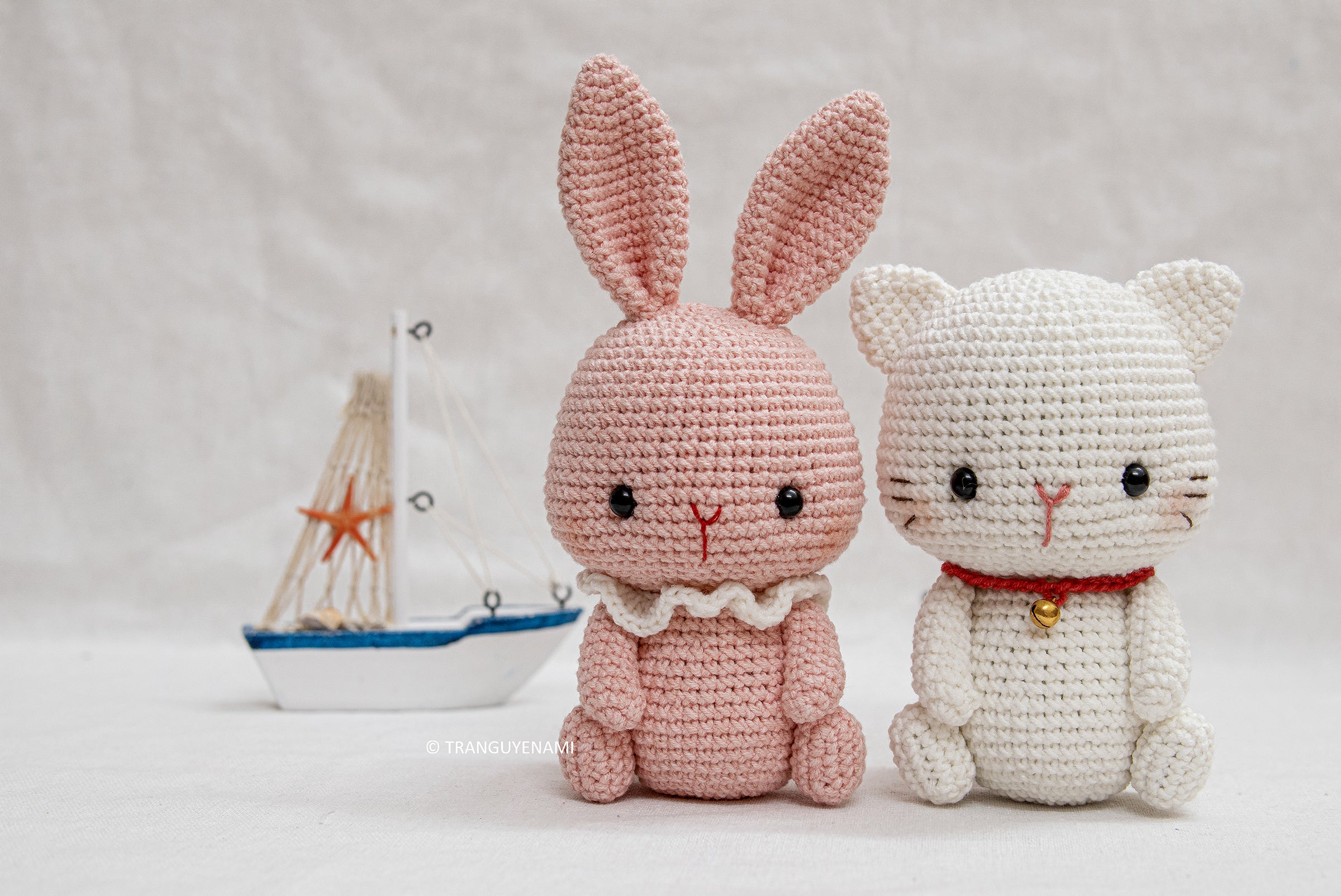 (2in 1 Pattern) - Crochet Cat and Bunny in sitting posture- PDF Patter ...